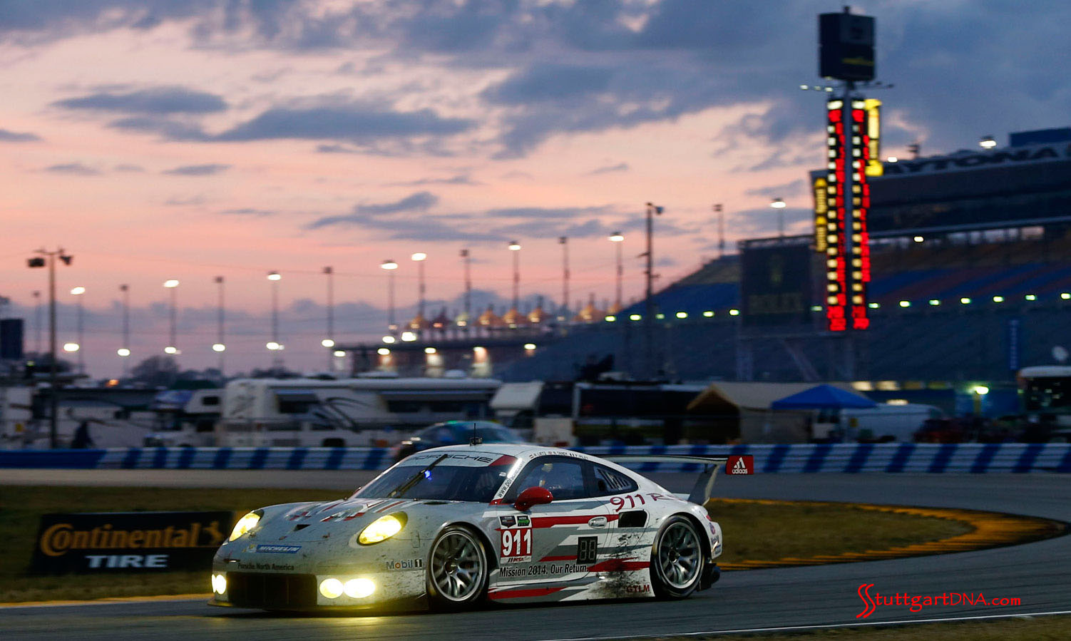 2015 Porsche Night of Champions gala 2015 Porsche Night of Champions gala: The No. 911 Porsche North America 911 RSR on the track at Daytona in 2014. Credit: PMNA