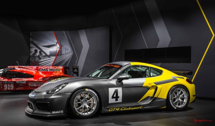 GT4 Clubsport LA debut, left side, with 919. Credit: Porsche AG Cayman GT4 Clubsport 2015 LA debut: GT4 Clubsport LA debut, left side, with 919. Credit: Porsche AG