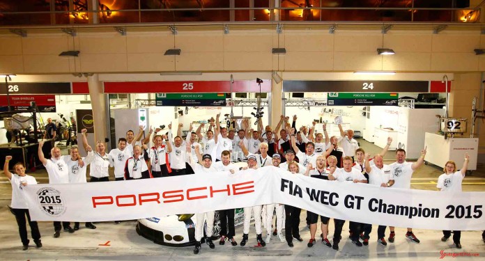 Porsche 2015 WEC GT Champ team photo. Credit: Porsche AG Porsche wins three 2015 WEC GT titles: Porsche 2015 WEC GT Champ team photo. Credit: Porsche AG
