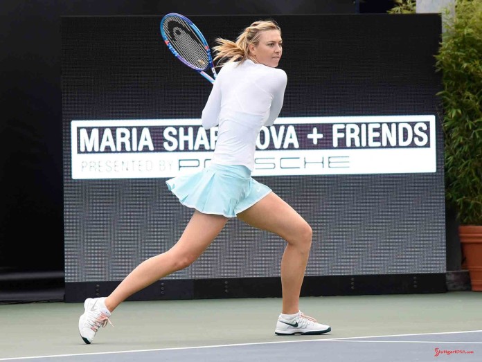 Maria Sharapova on UCLA Tennis Center Court. Credit: Porsche AG Maria Sharapova and Friends 2015 LA Event: Maria Sharapova on UCLA Tennis Center Court. Credit: Porsche AG