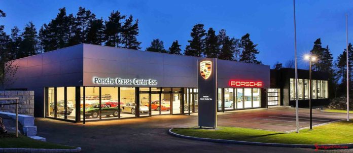 Norway Classic Center night facade. Credit: Porsche AG Porsche AG opens Son Norway Porsche Classic Center: Seen here is the Norway Classic Center night facade. Credit: Porsche AG