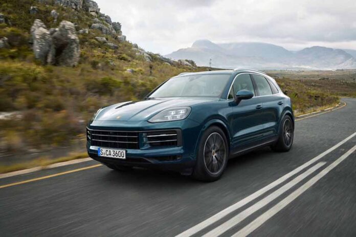 2024 Cayenne, left-front, on highway. Credit: Porsche AG Porsche Cayenne Control-Arm Recall: Seen here is a 2024 Cayenne, left-front, on highway. Credit: Porsche AG