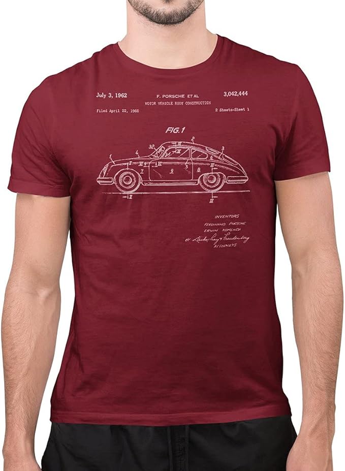 Depicted here is the 1962 356 German Sports Car Patent T Shirt. Credit: Aamazon