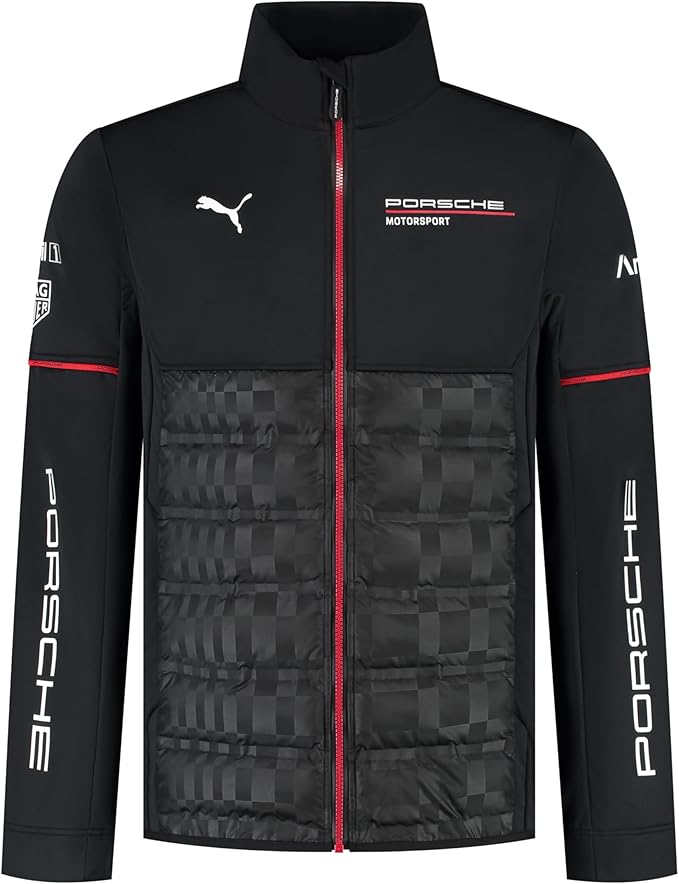 Porsche Motorsport PUMA Men's Team Hybrid Jacket. Credit: Amazon Depicted here is our Porsche Motorsport PUMA Men's Team Hybrid Jacket. Credit: Amazon